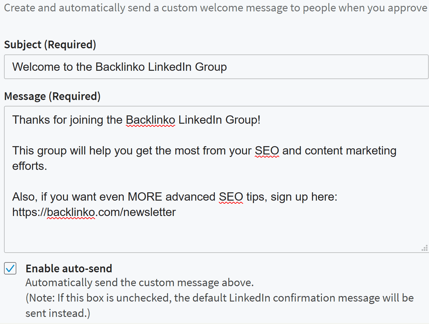 linkedin group welcome message