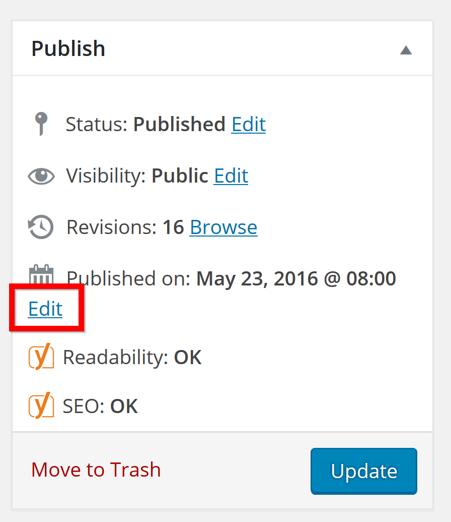 wordpress published date