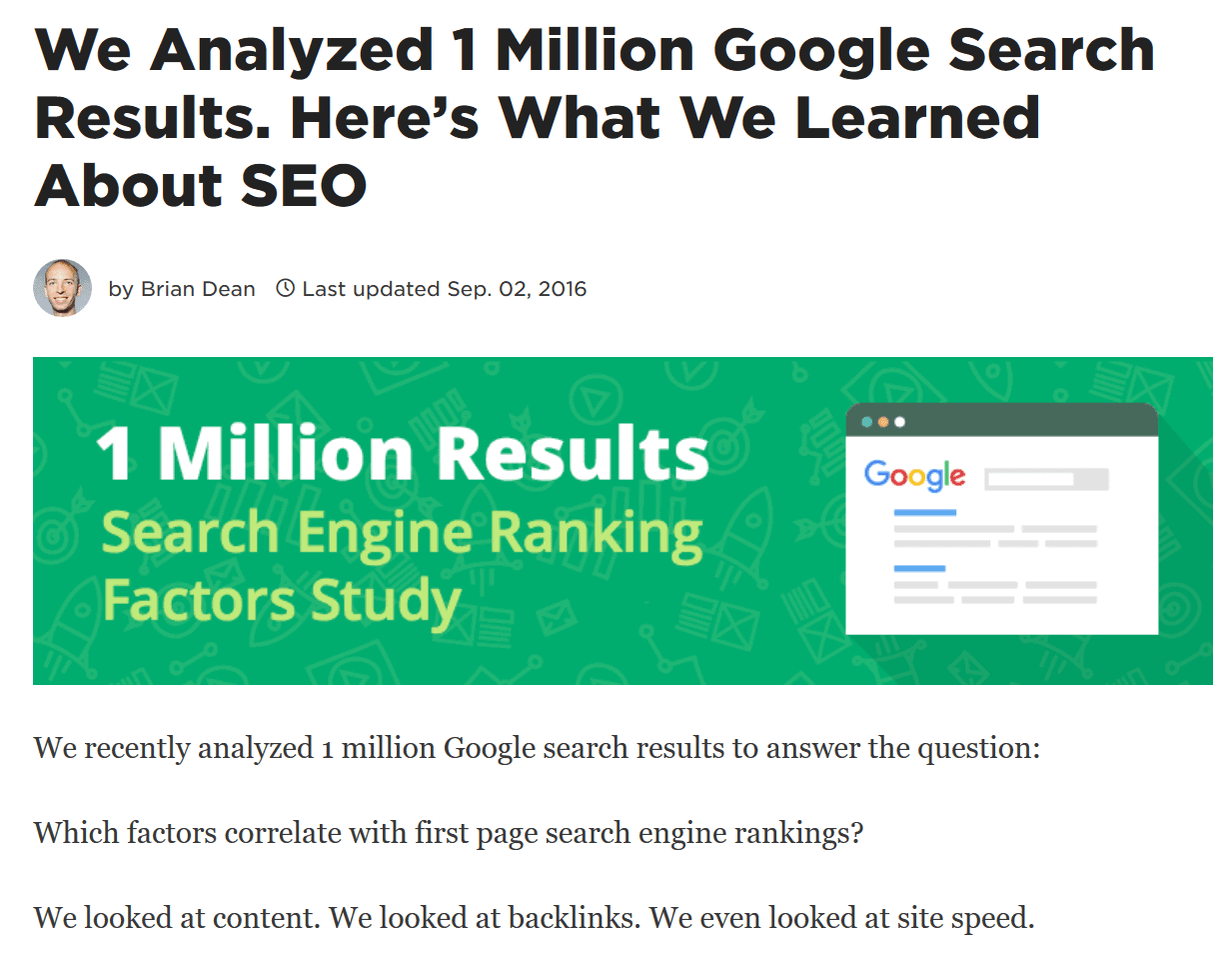 search engine ranking factors study