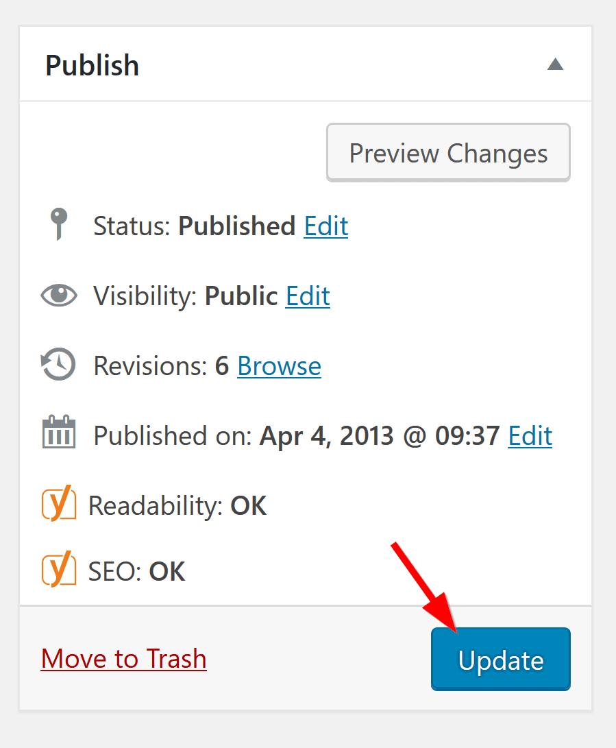 update in wordpress