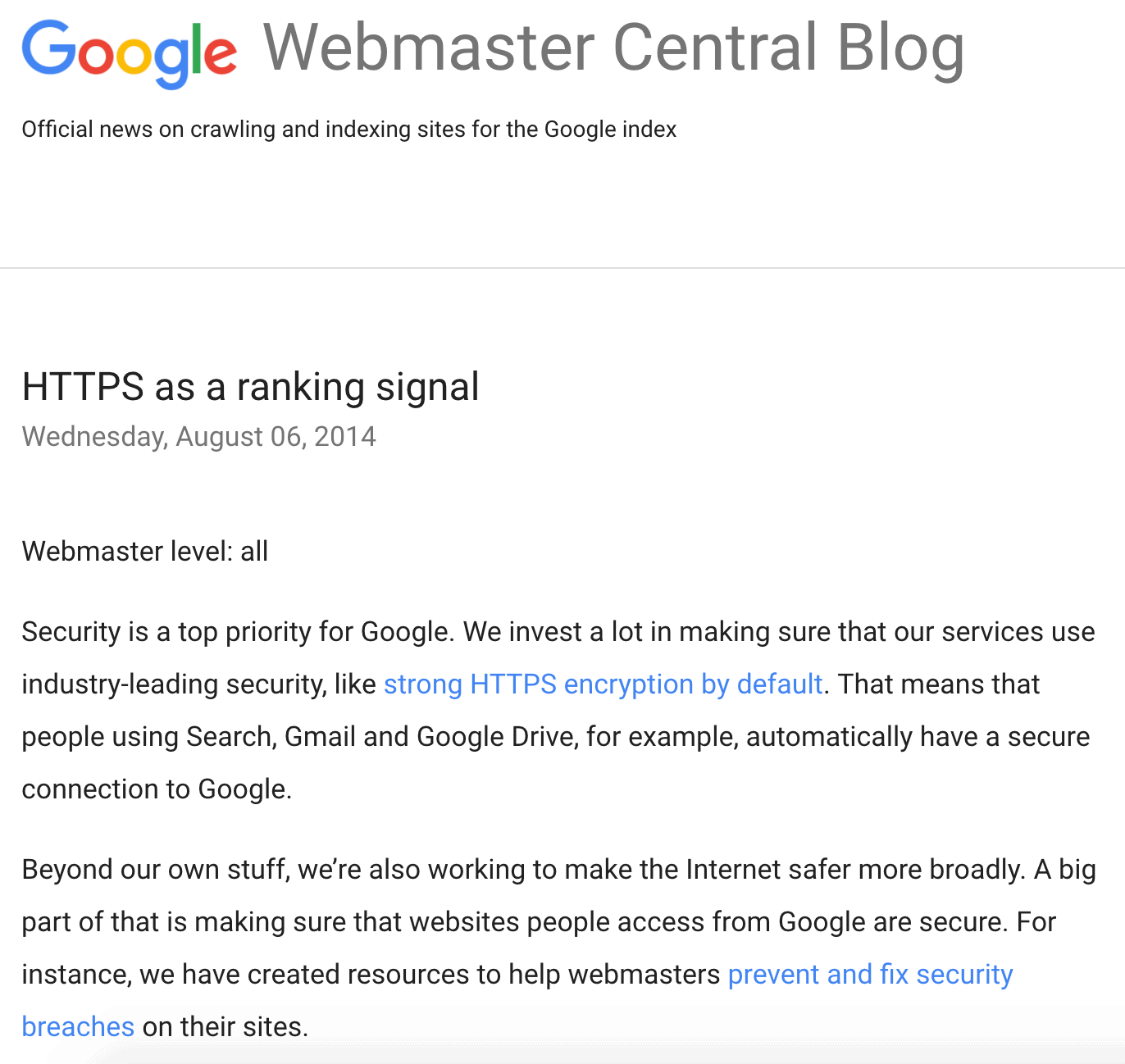 SSL as a ranking signal