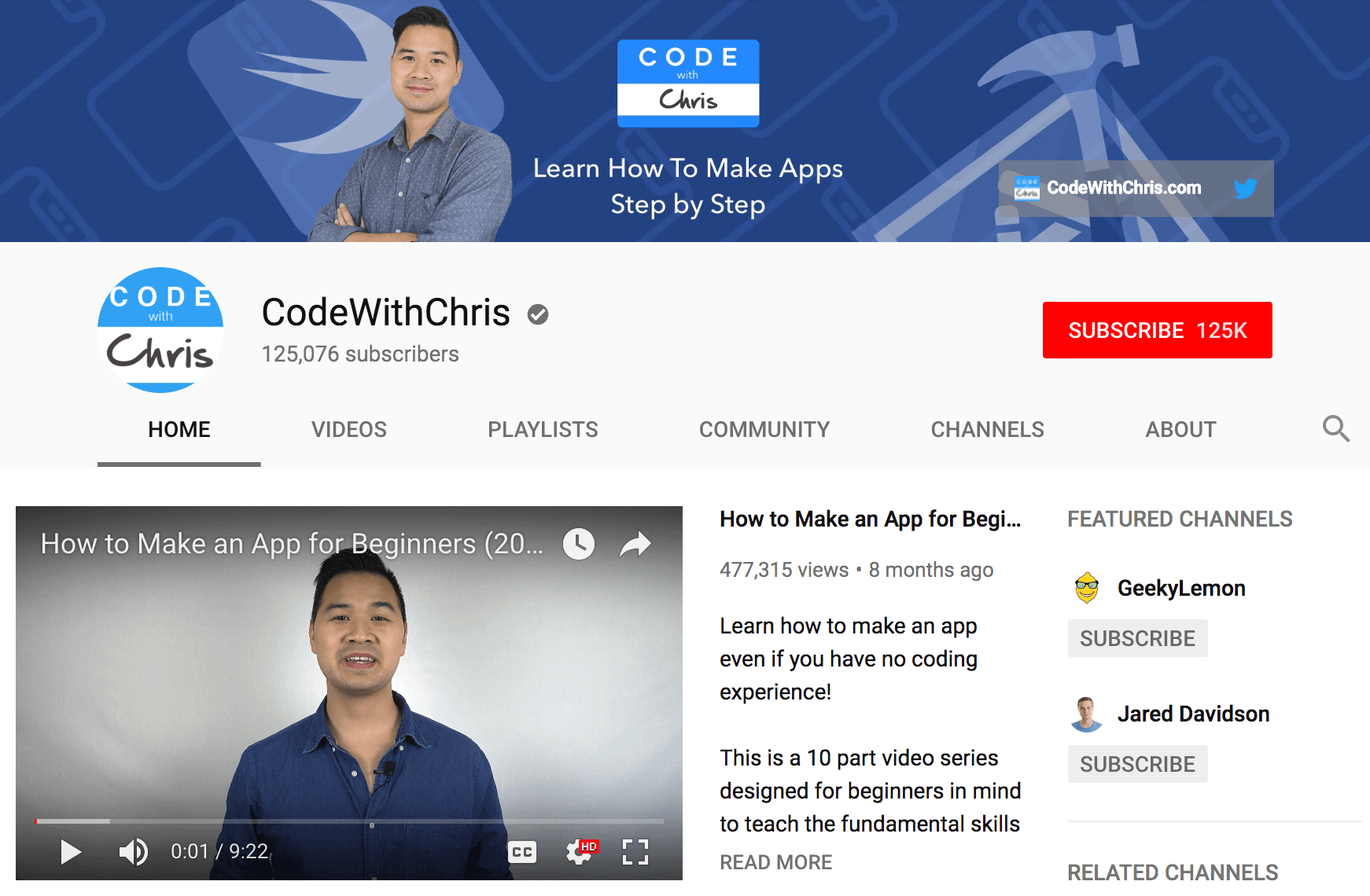 CodeWithChris – YouTube channel