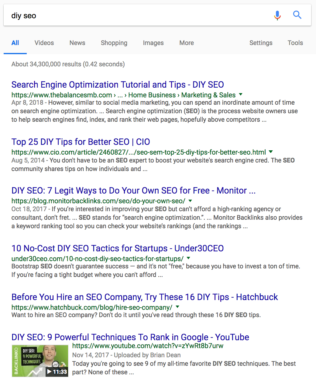 DIY SEO SERPs