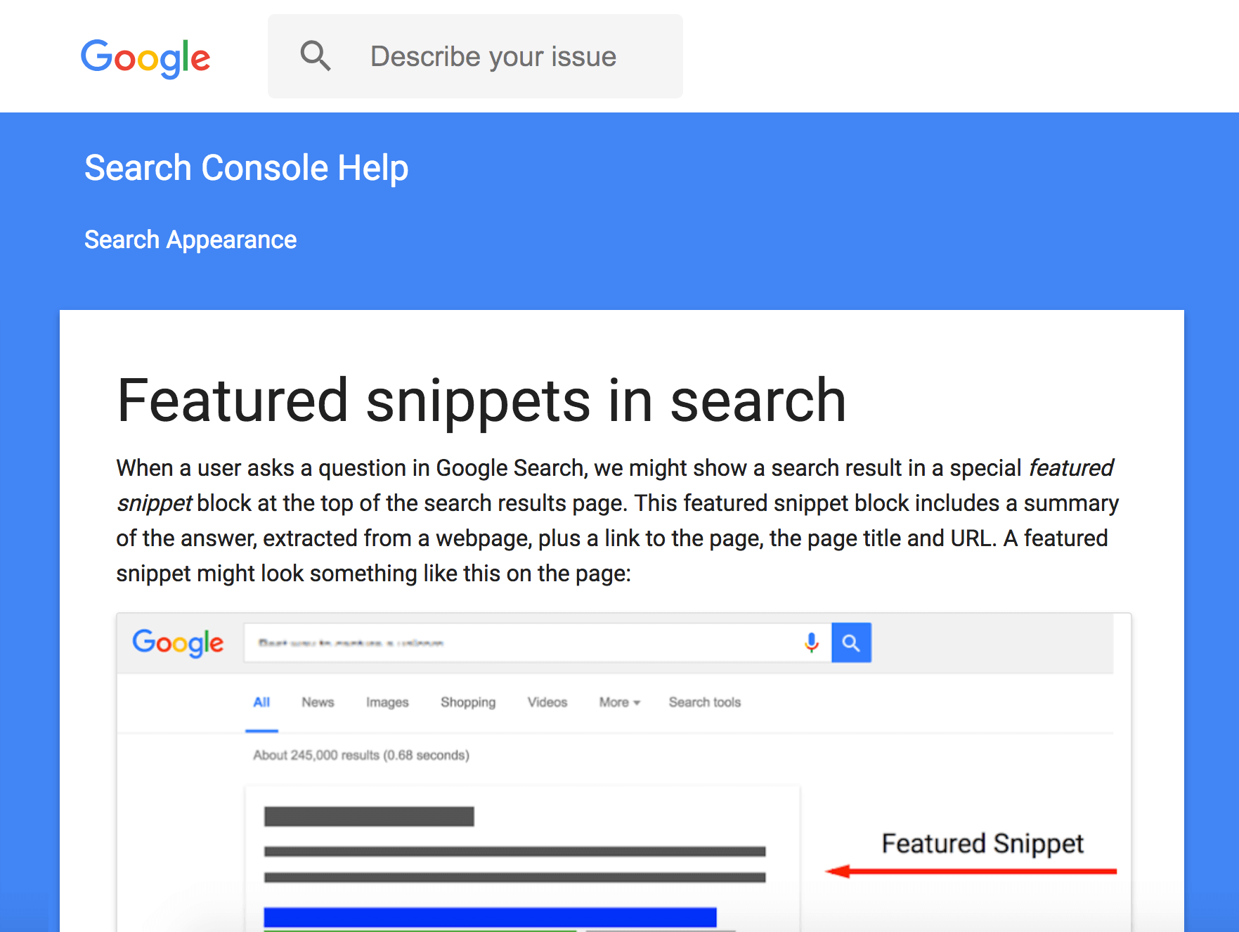 Snippets em destaque nas SERPs