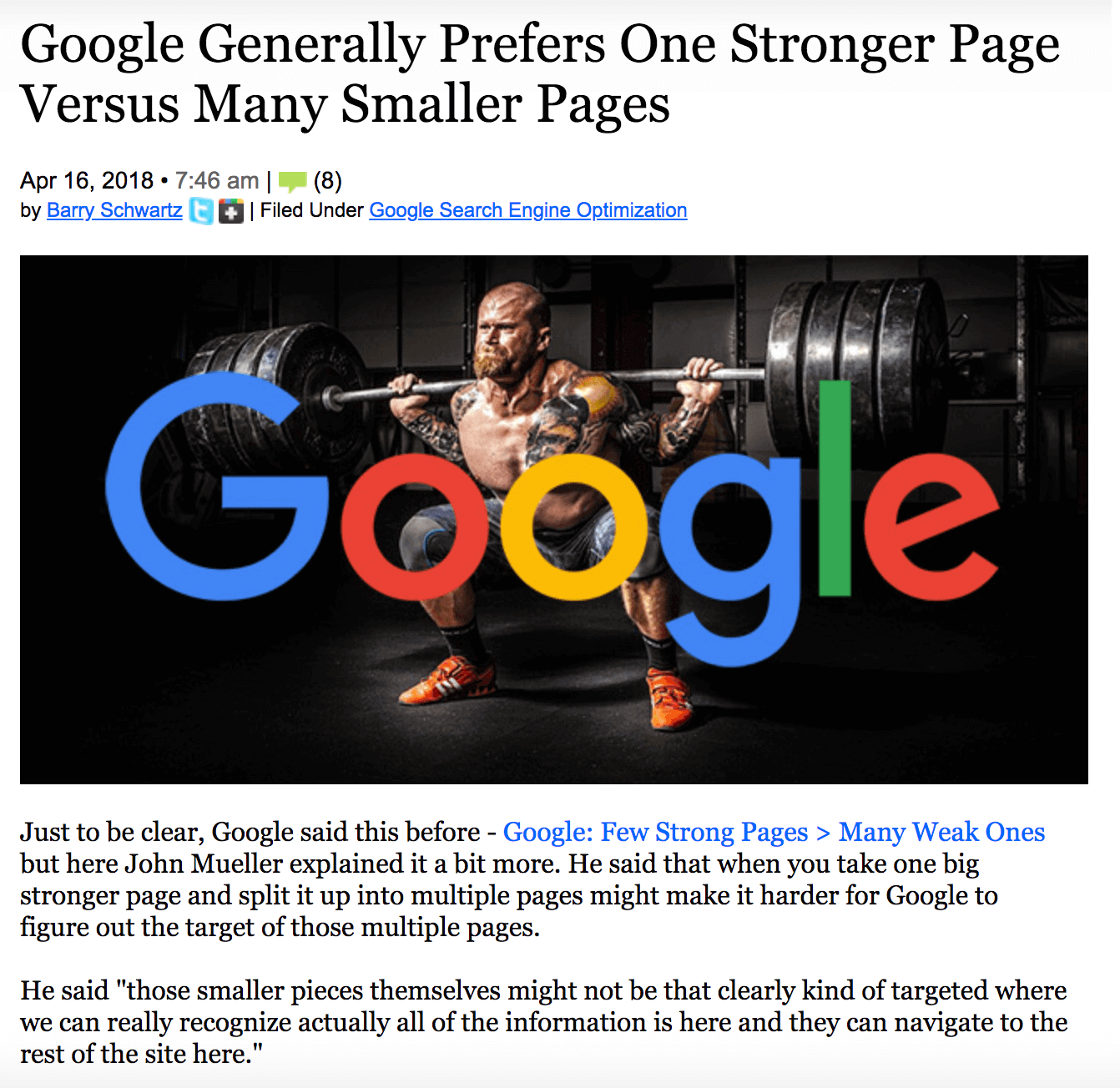 Google prefers one stronger page