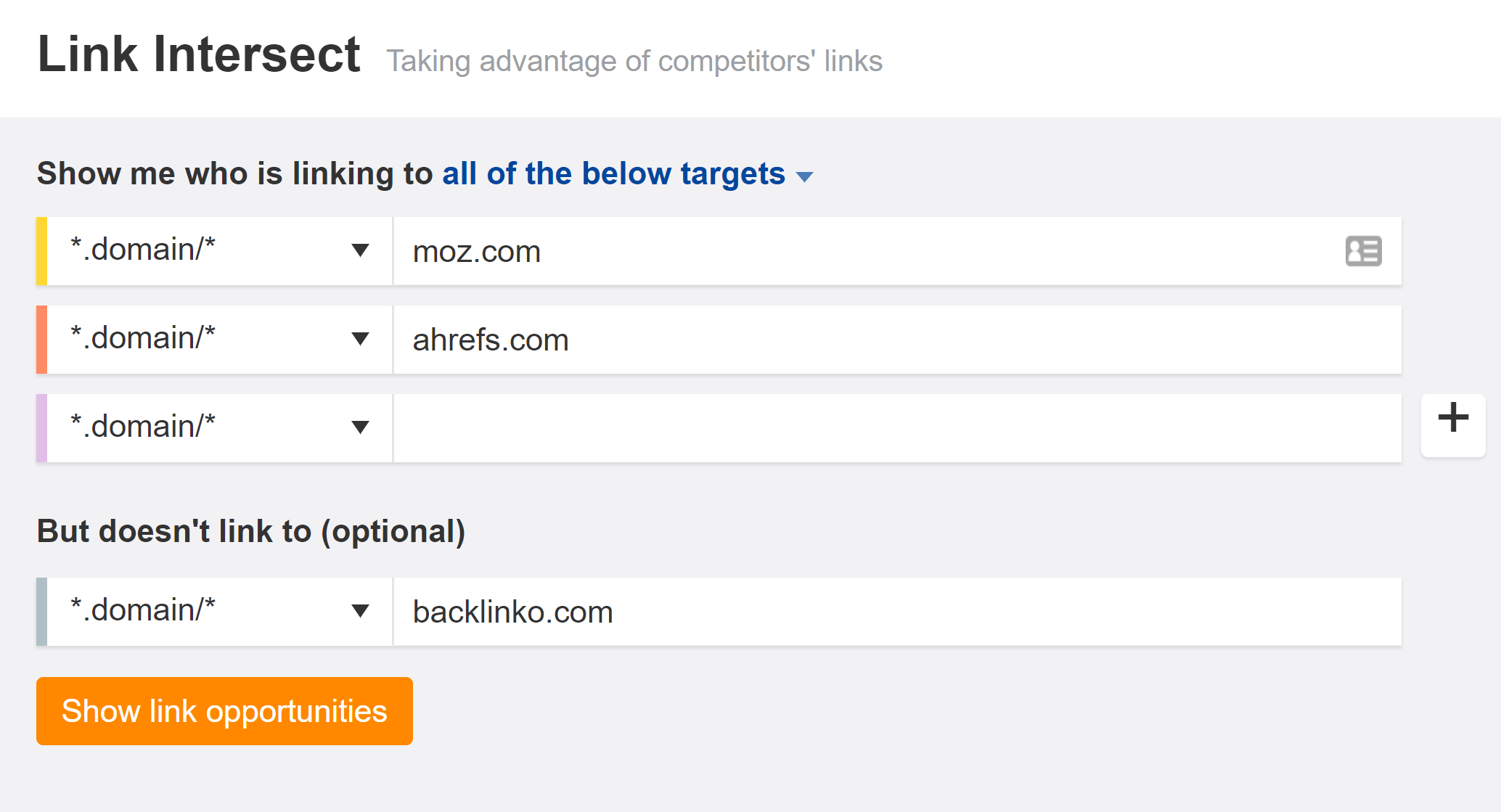 Ahrefs – Link intersect Ahrefs – Link intersect