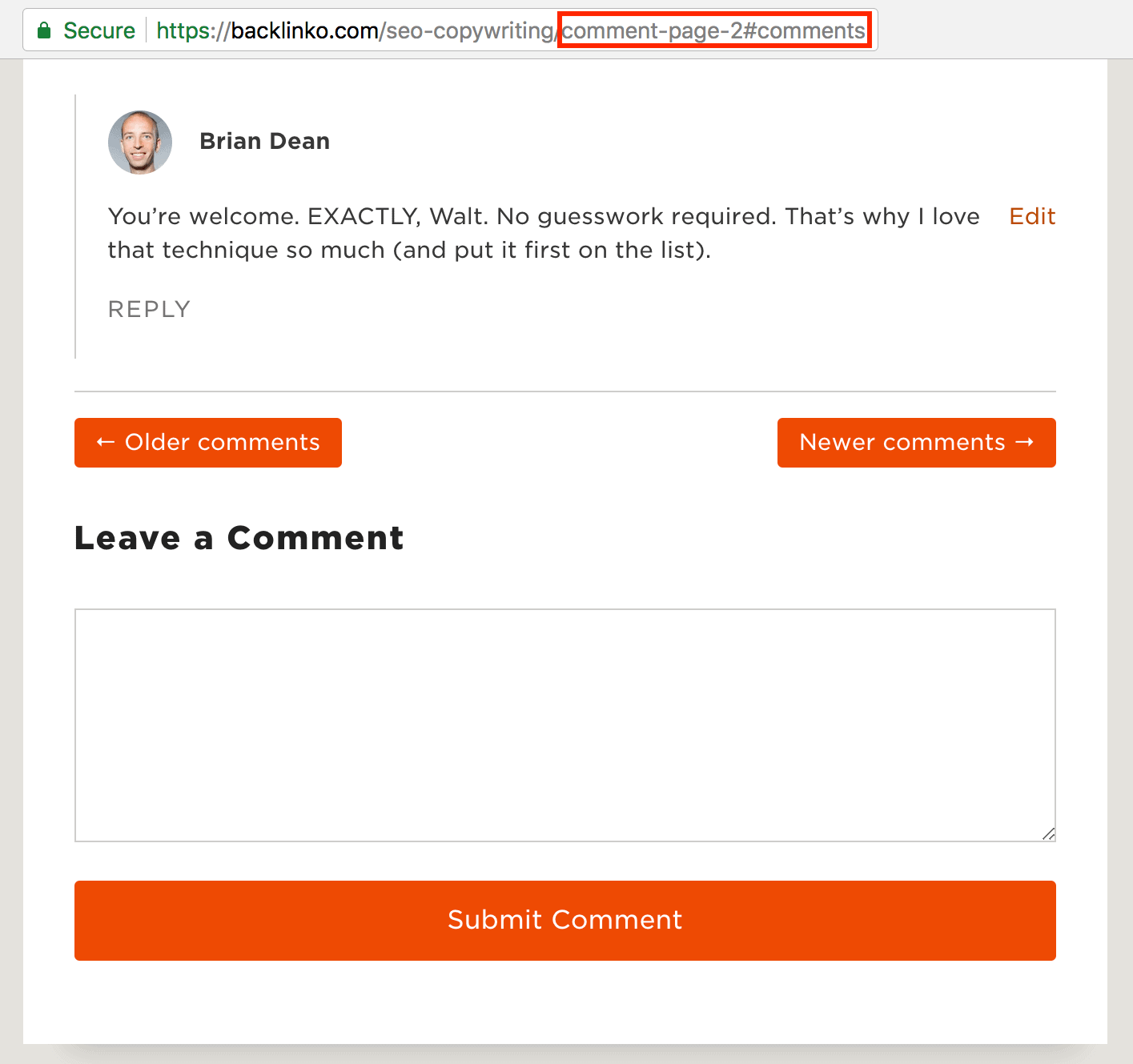 Backlinko comment pagination