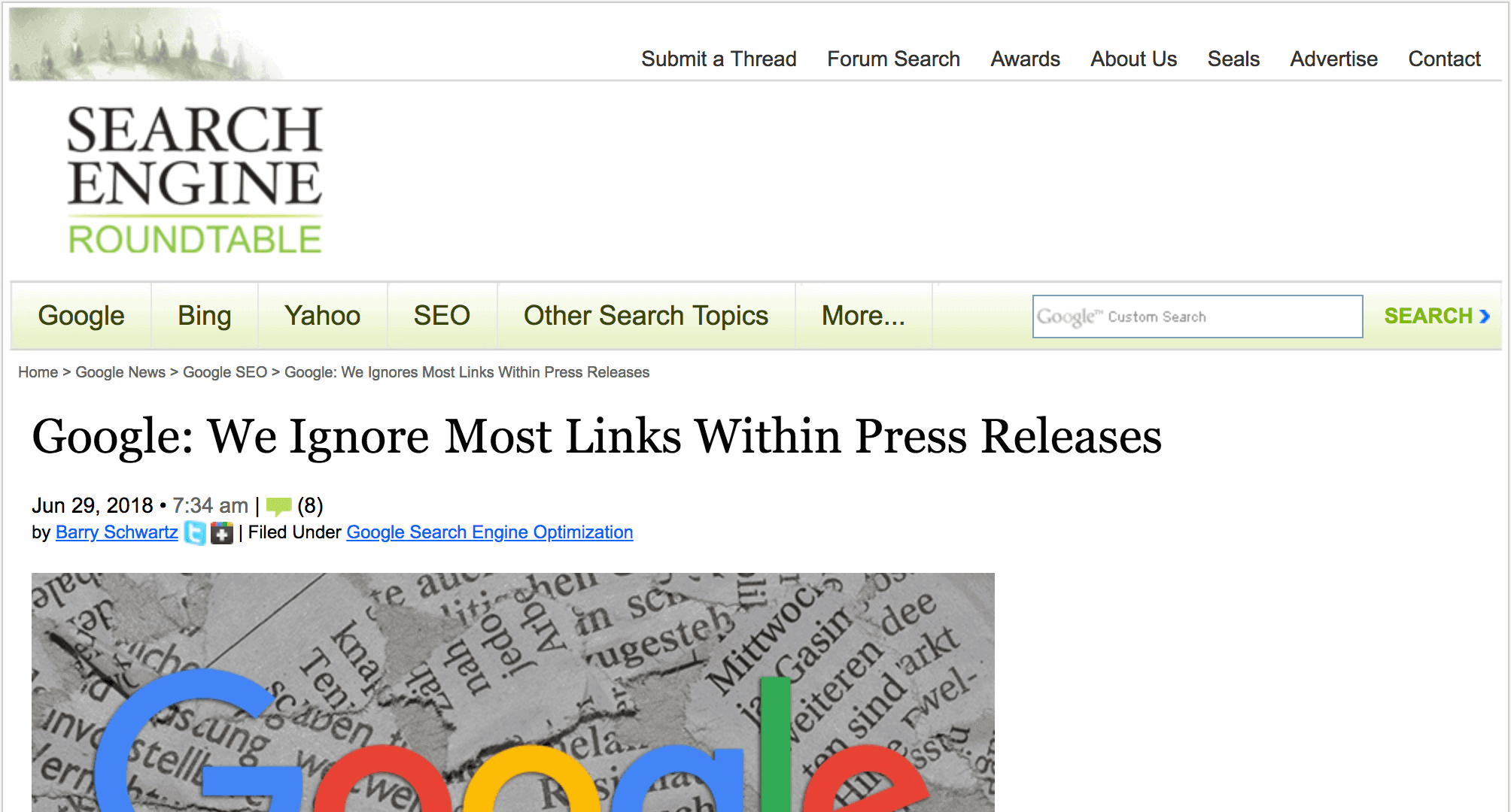 Google: “We ignore most links in press releases” Google: "We ignore most links in press releases"