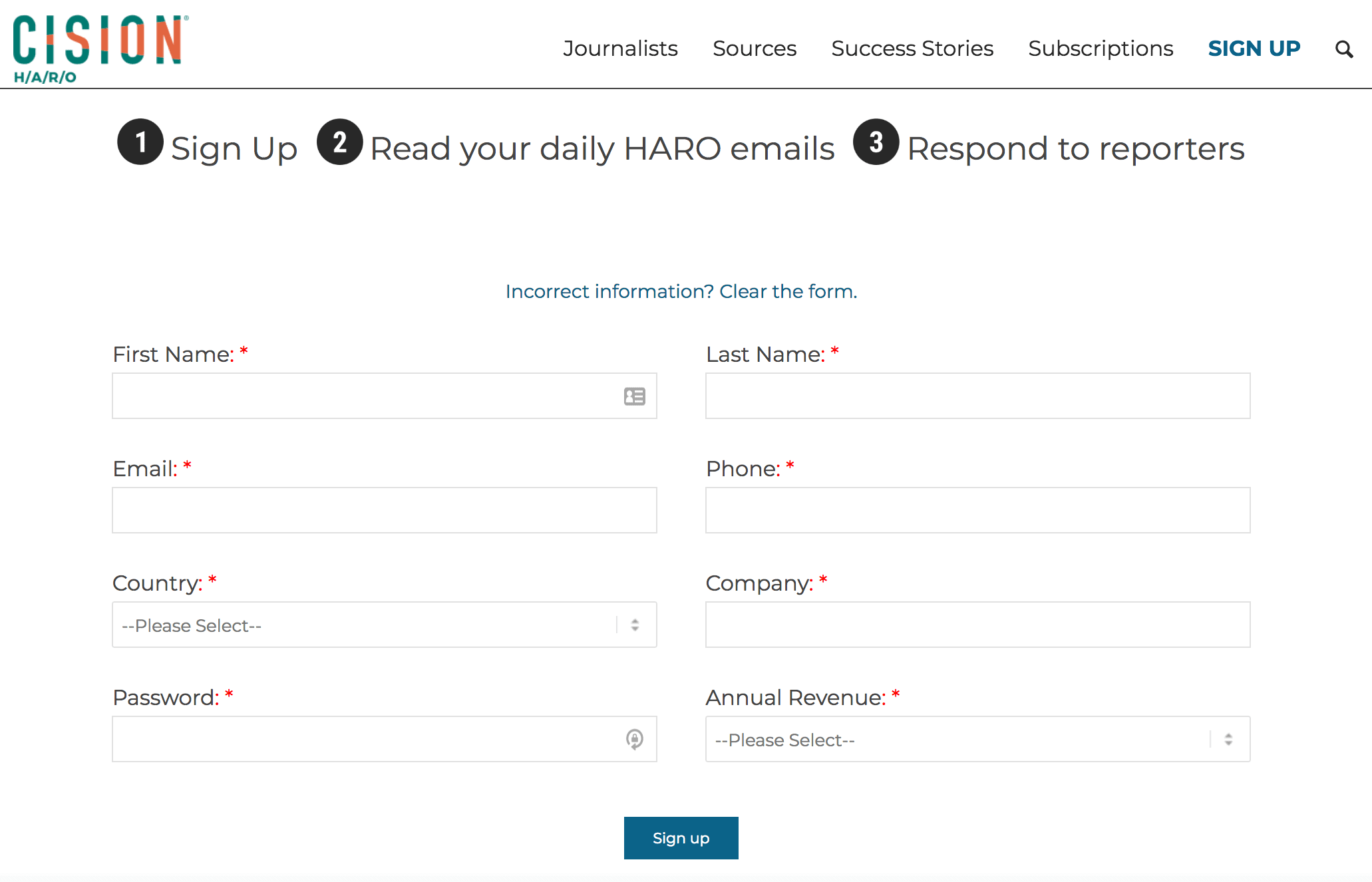 HARO – Sign up