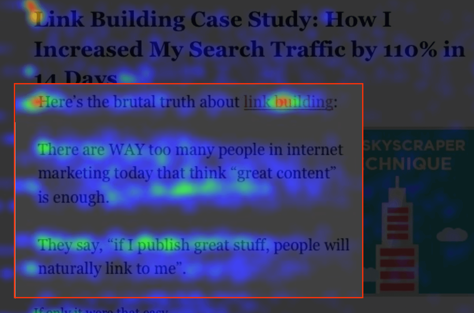 Backlinko blog – Heatmap intro focus