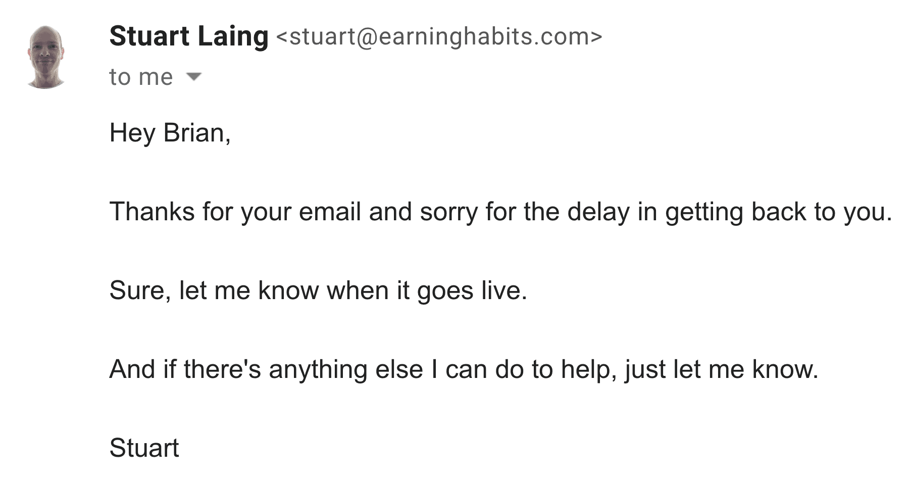 Brian outreach – Step one: Response Brian outreach – Step one: Response