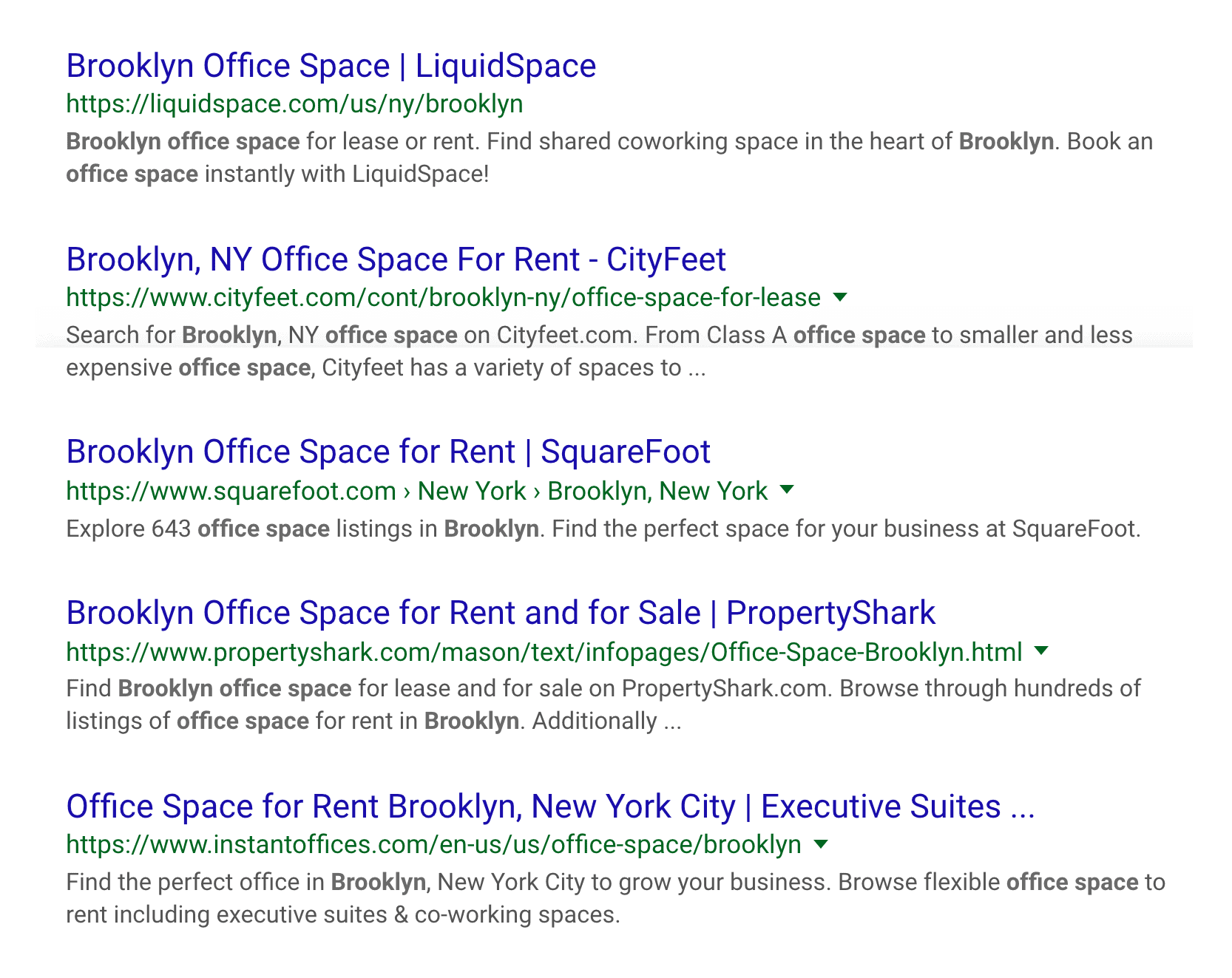“office space brooklyn” search, bottom "office space brooklyn" search, bottom