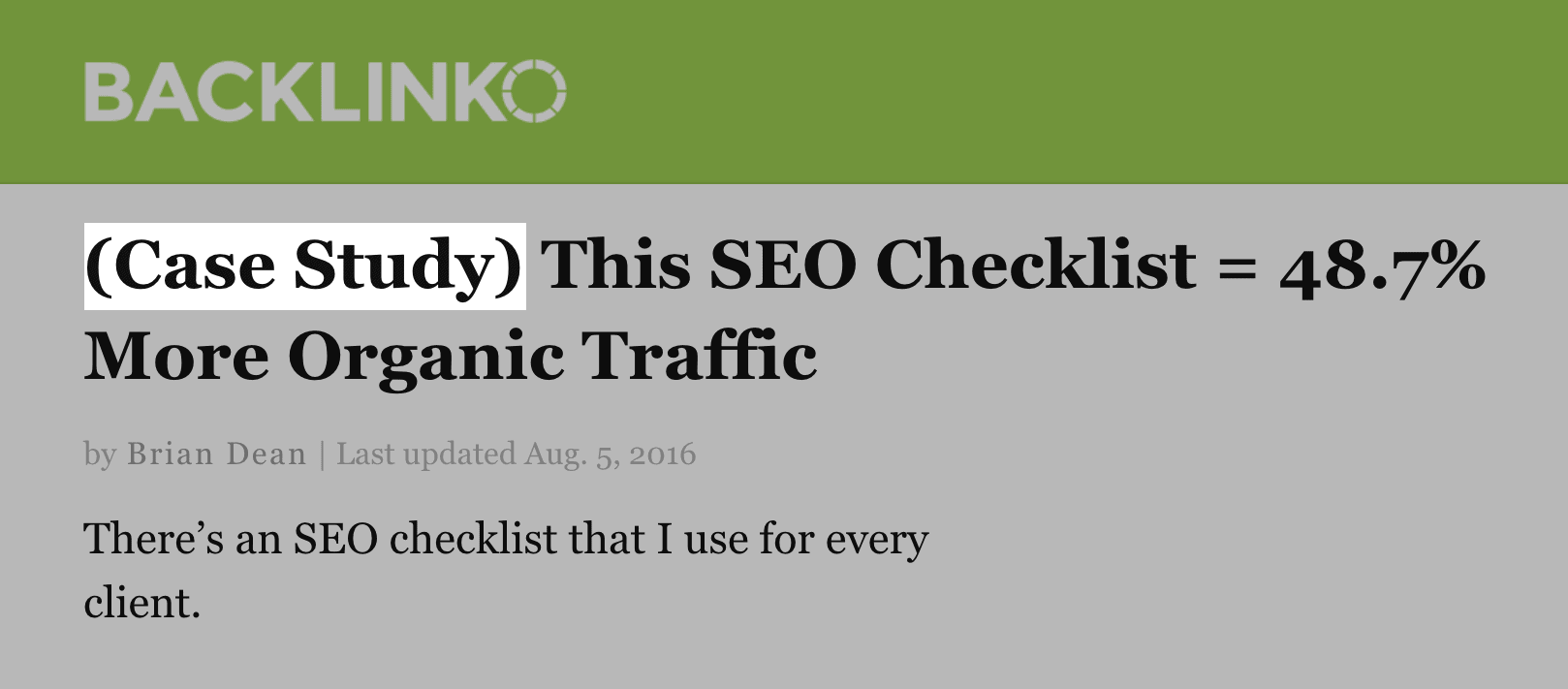 SEO Checklist – Case study highlight