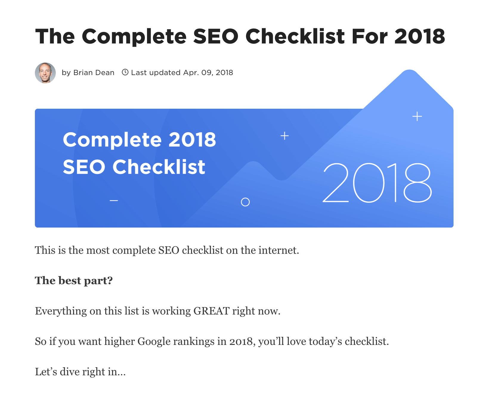 SEO Checklist – Intro SEO Checklist – Intro