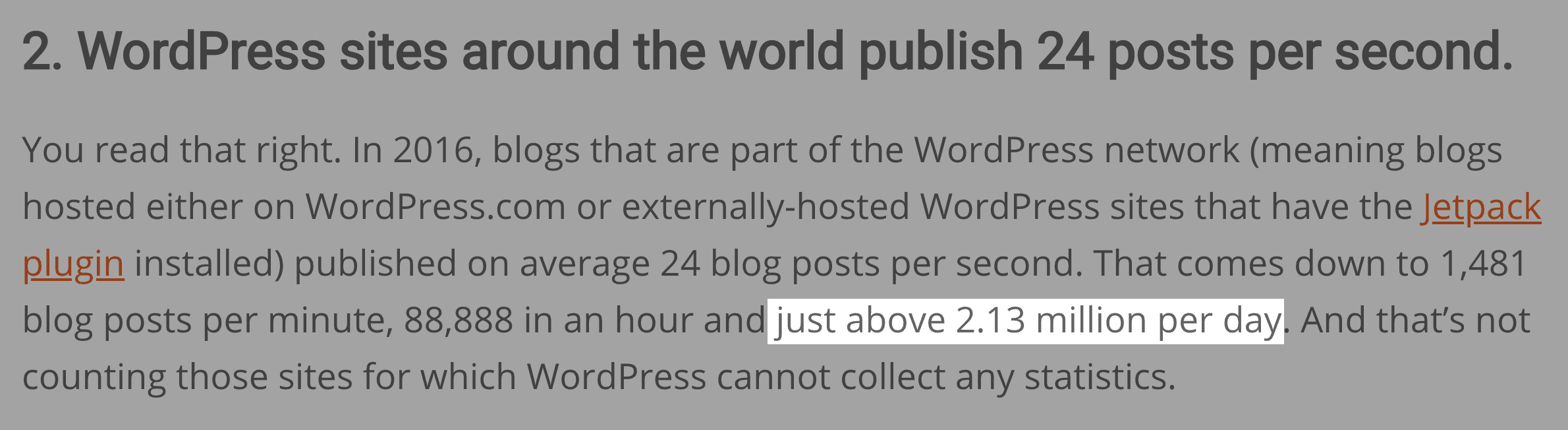 WordPress sites put out 2,000,000 posts every day WordPress sites put out 2,000,000 posts every day