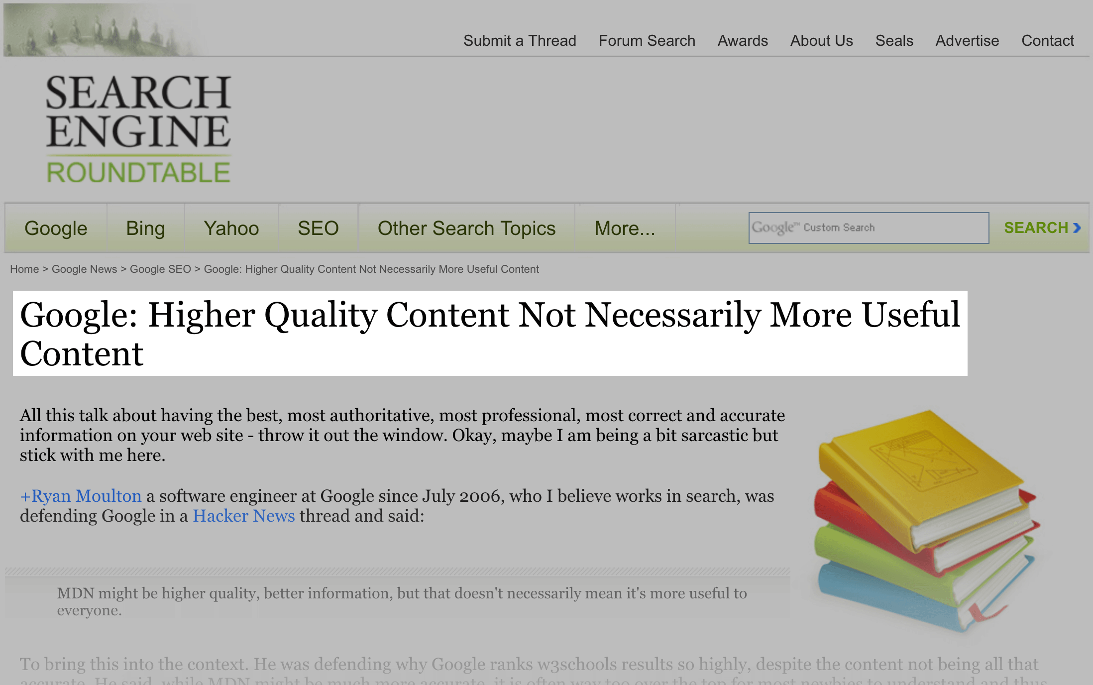 Distinction between higher-quality content and useful content