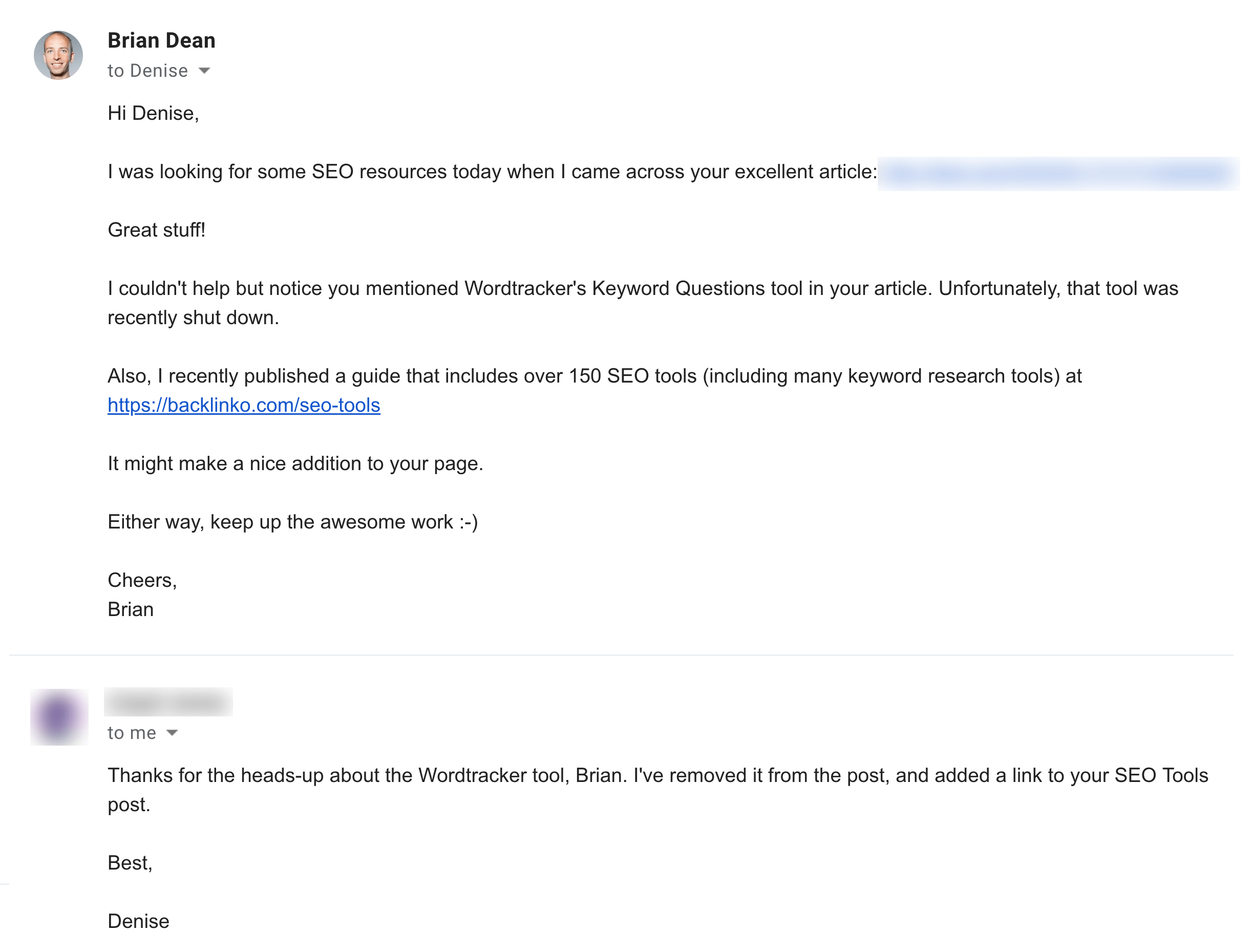 Example of a very specific outreach email Example of a very specific outreach email