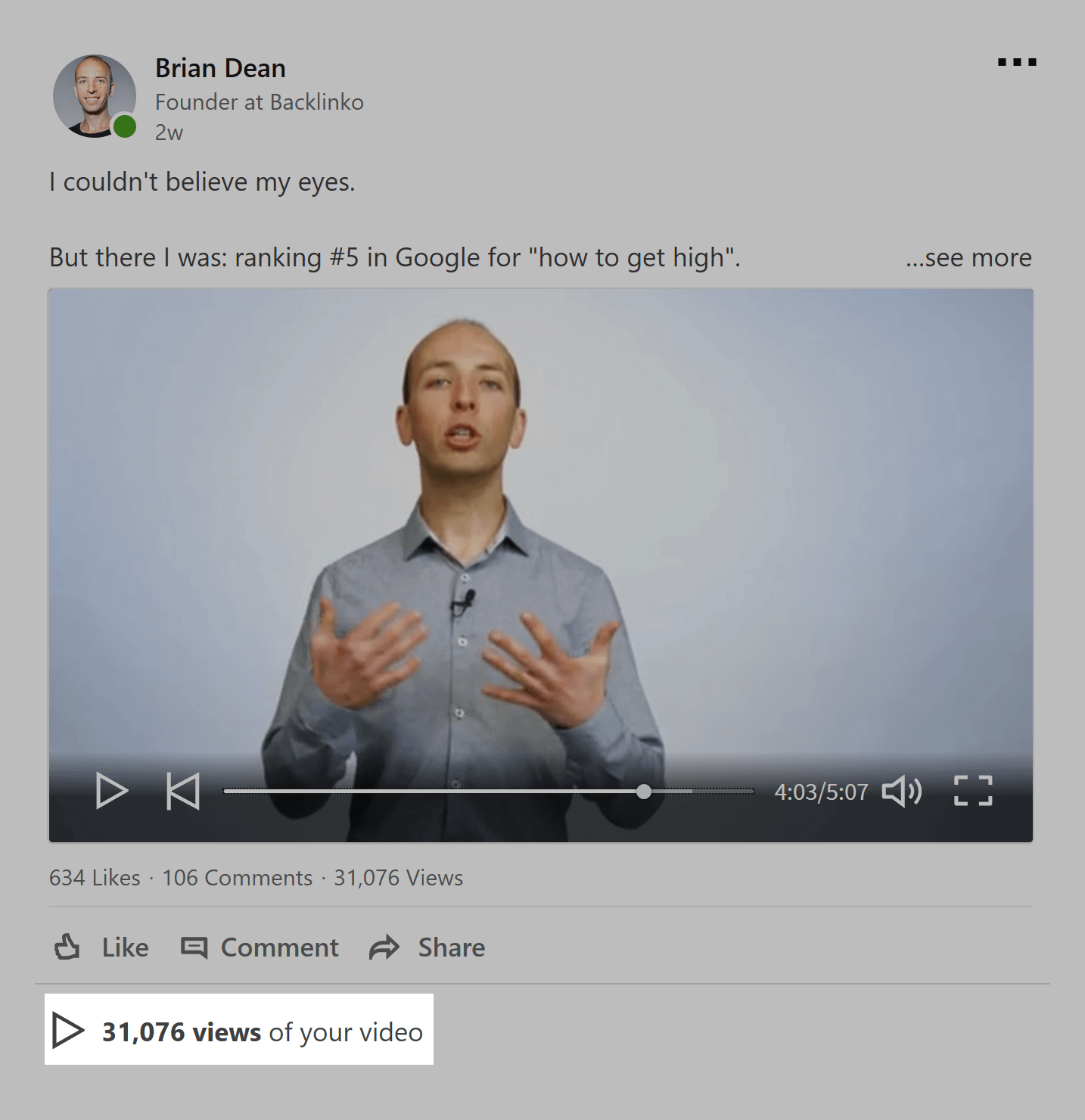 LinkedIn – 30,000 views