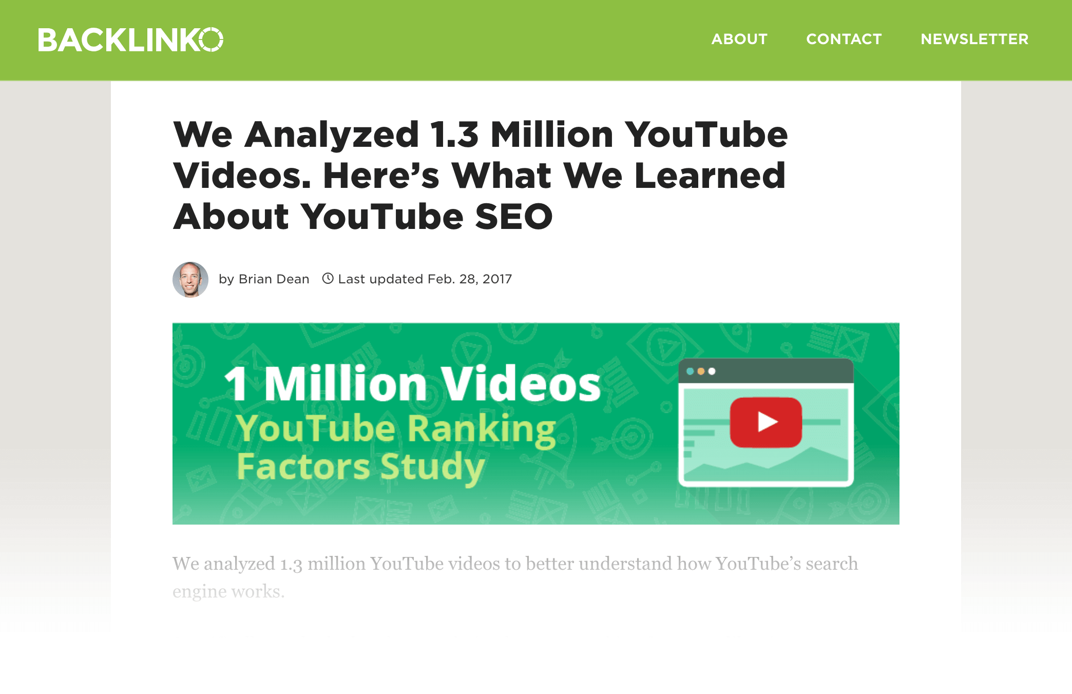 YouTube Ranking Factors study