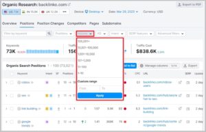 Search volume metric