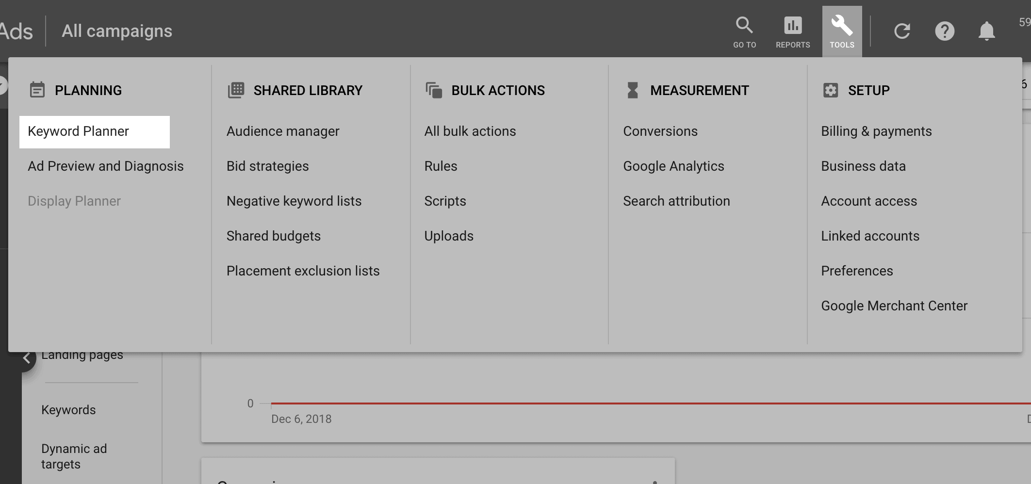 Click on "Keyword Planner"