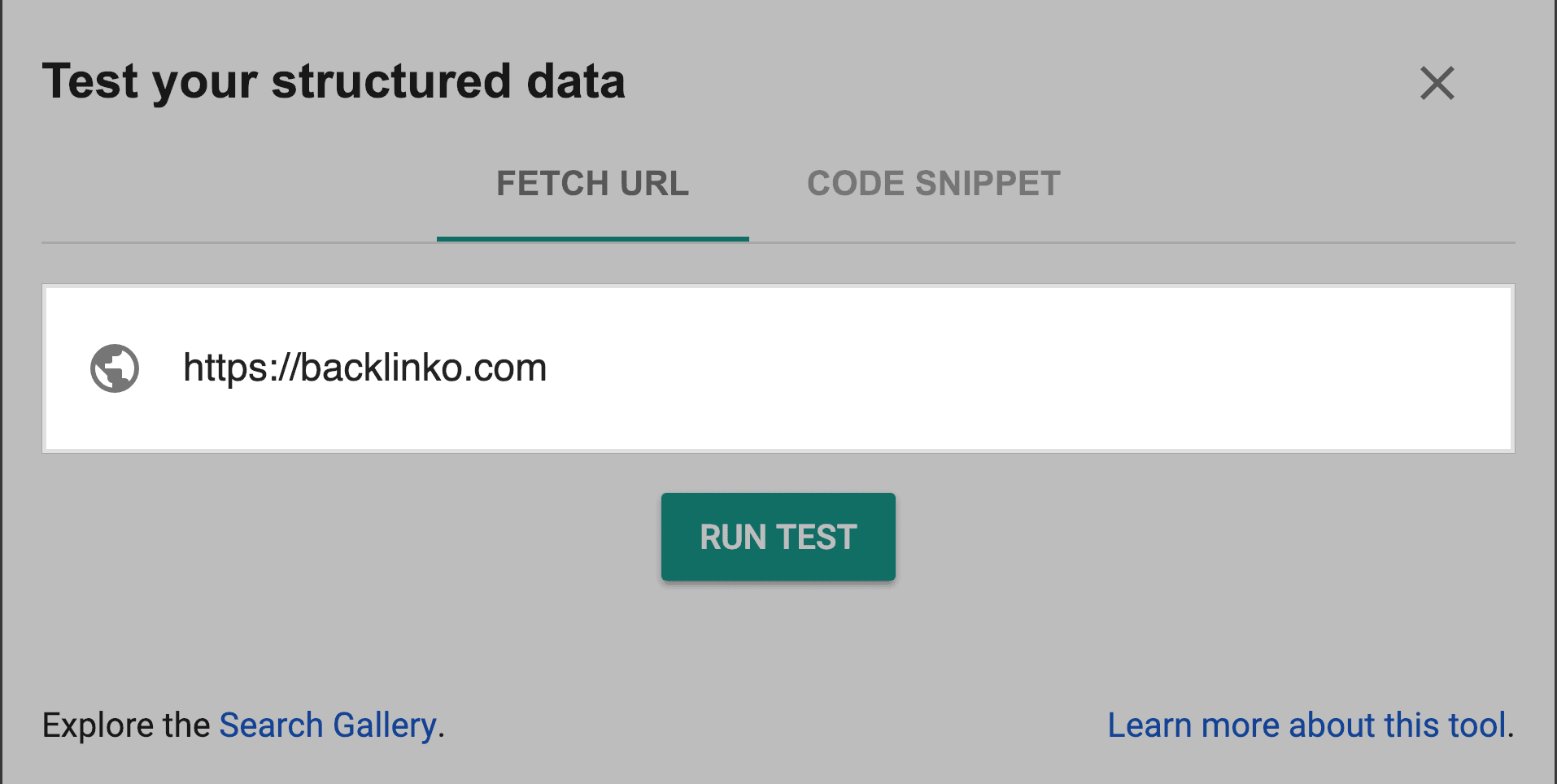 Google Structured Data Testing Tool - Add URL