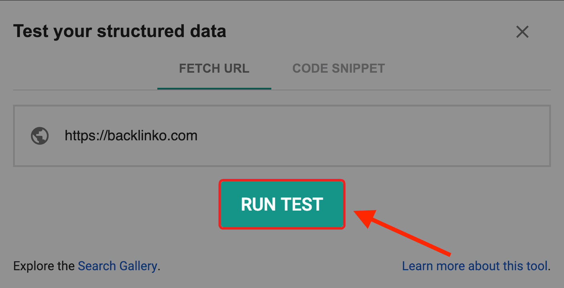 Google Structured Data Testing Tool - Hit "Run Test"