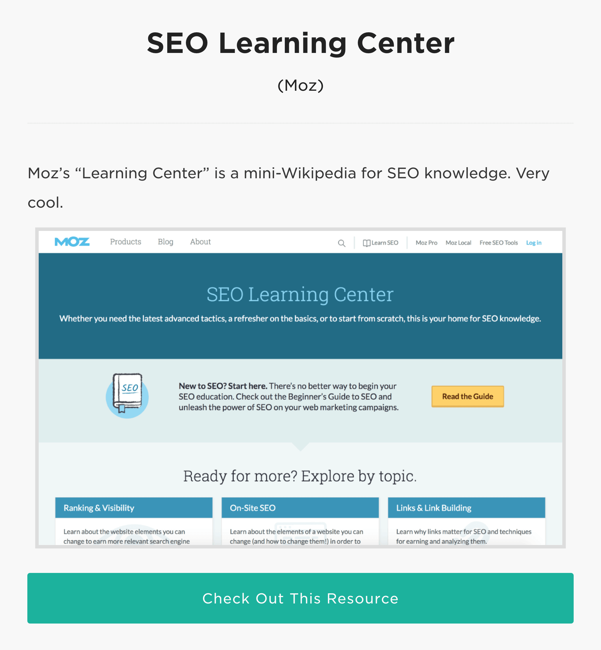 How to Learn SEO - Resources