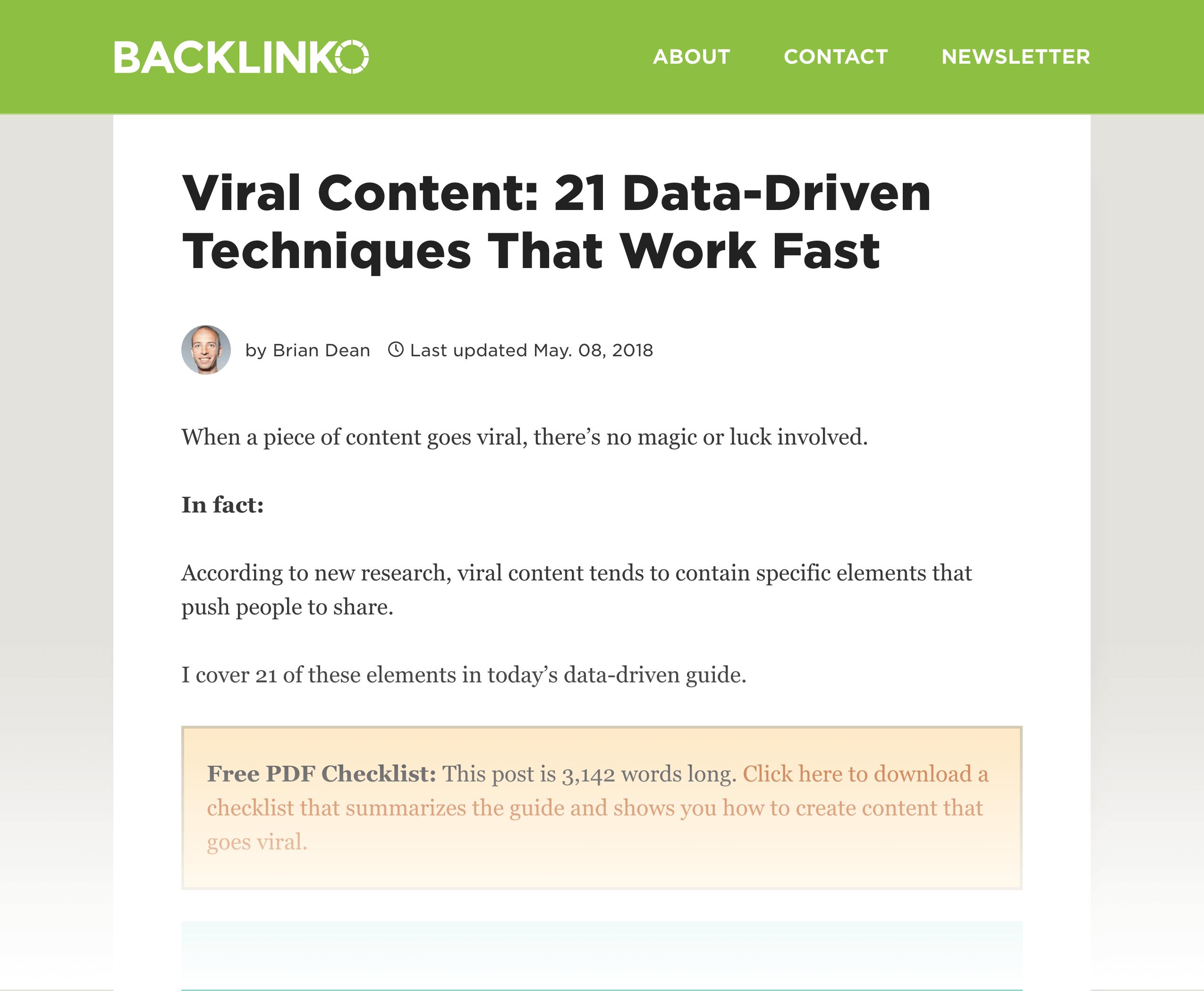 Viral Content page Viral Content page
