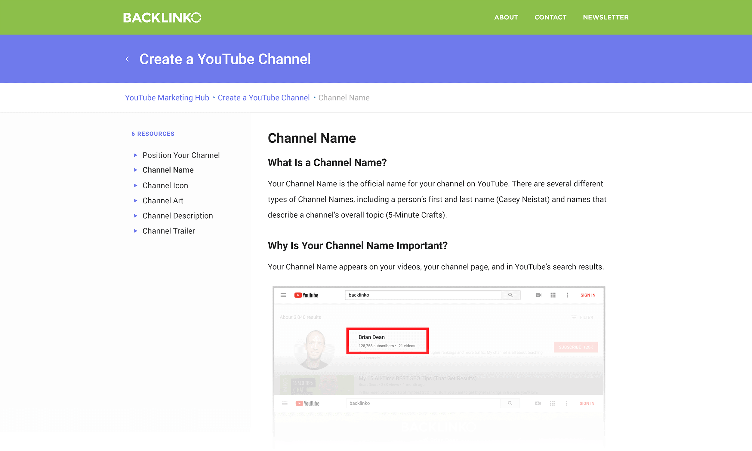 Backlinko Hub – YouTube Name