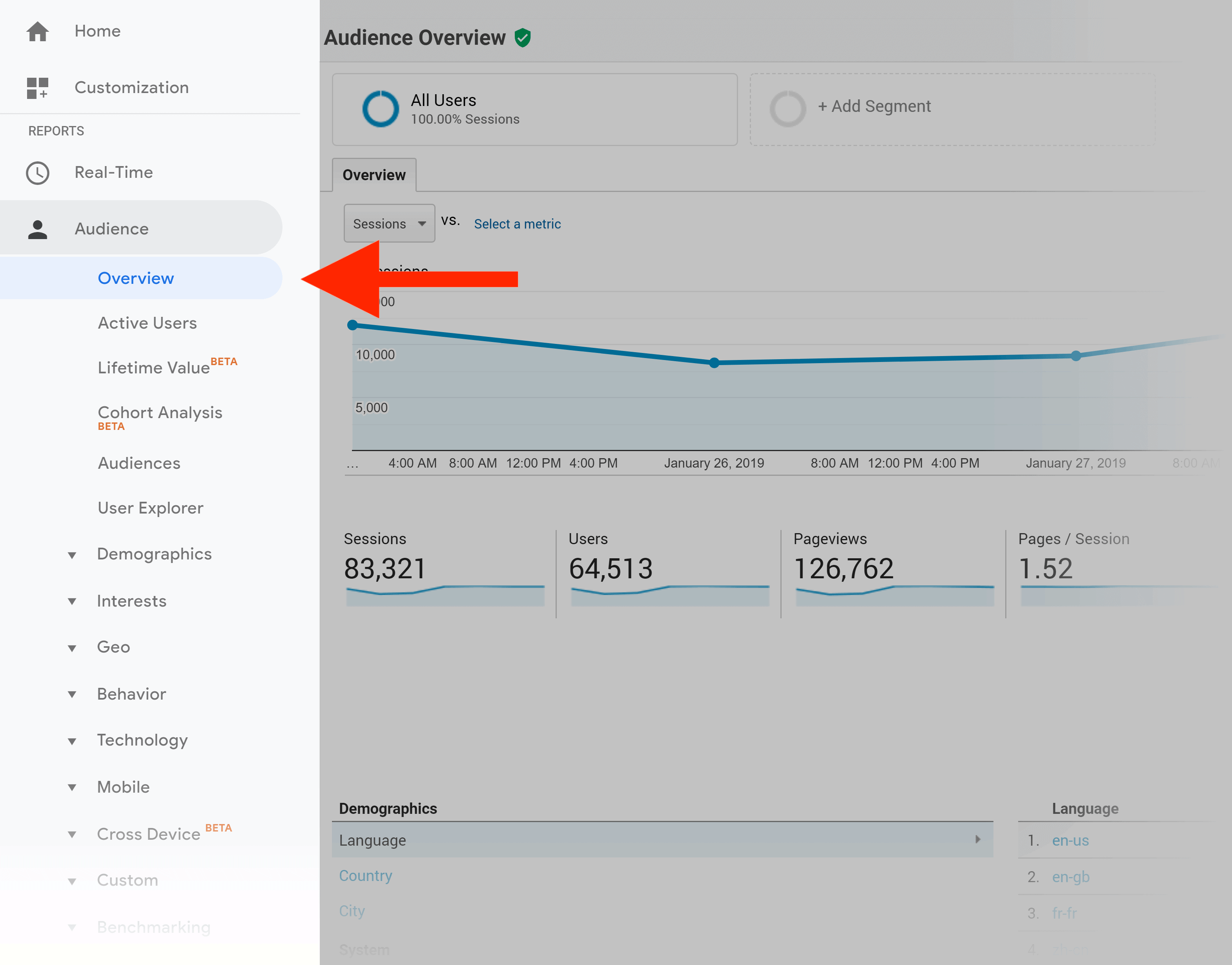 Google Analytics – Audience overview