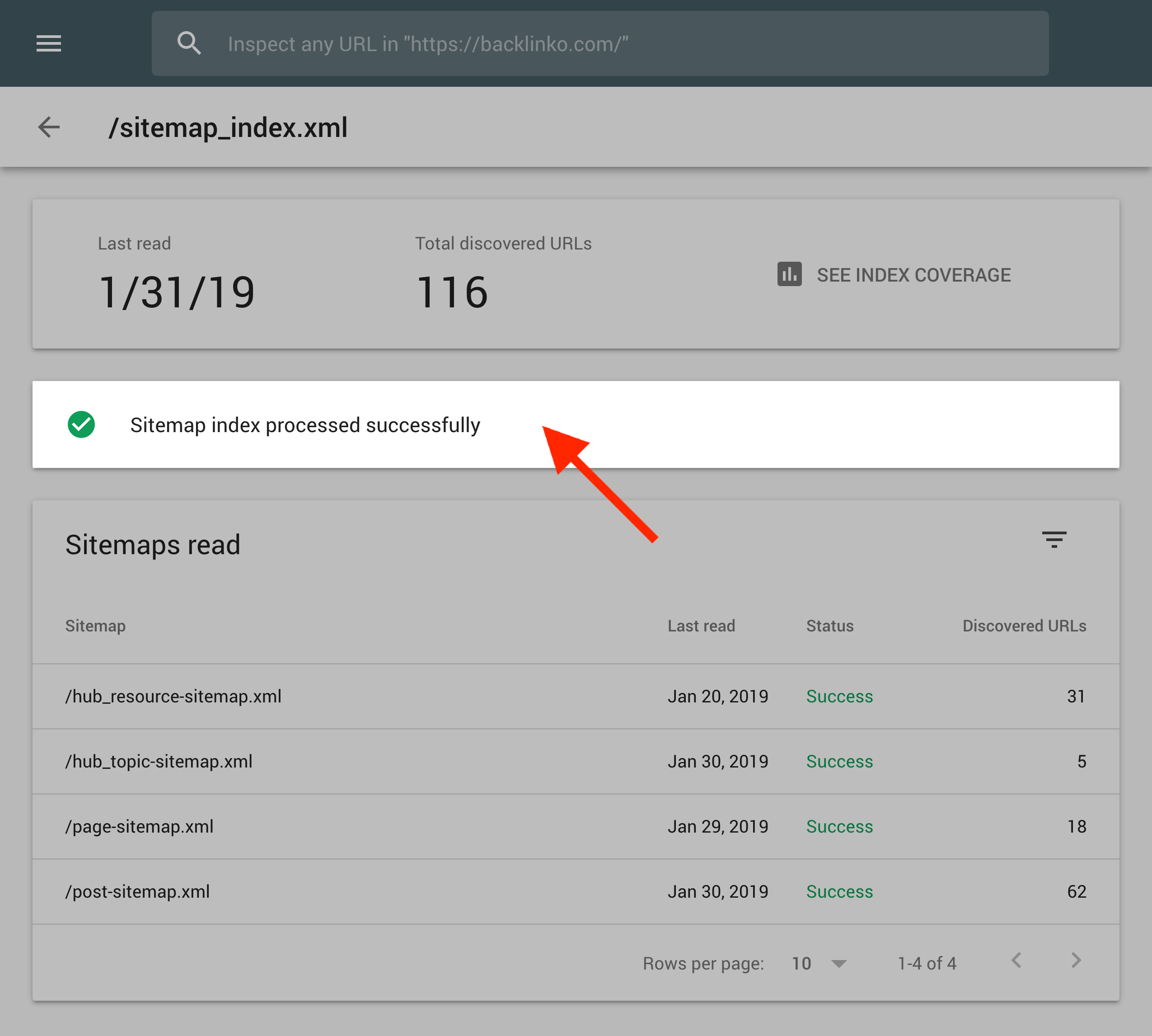 Sitemap index processed