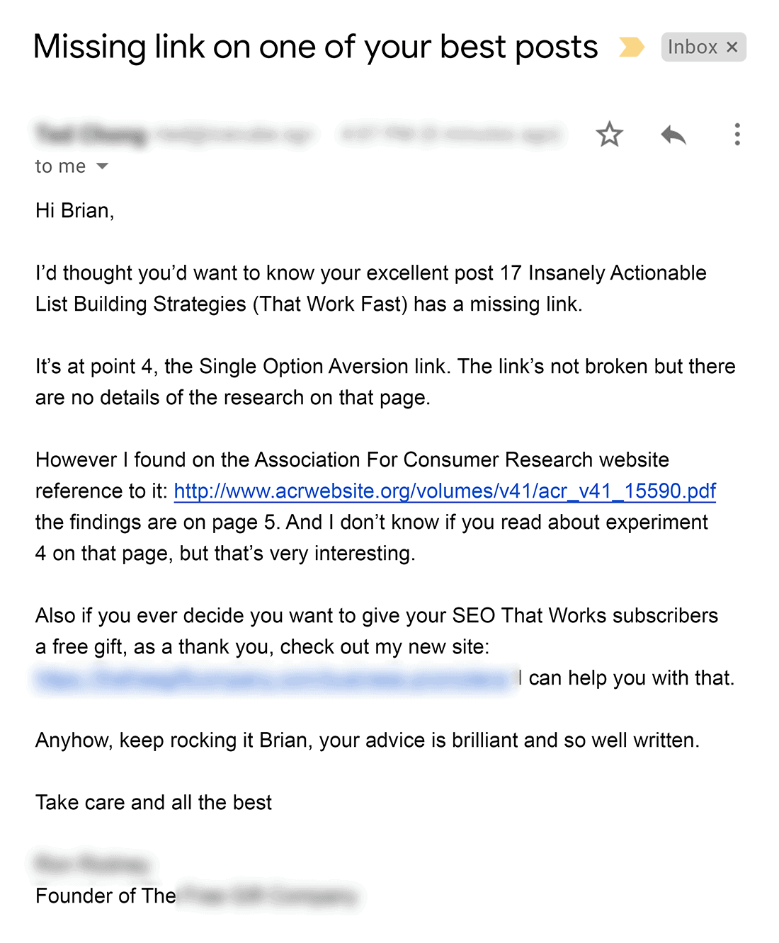Personalized follow-up email Personalized follow-up email