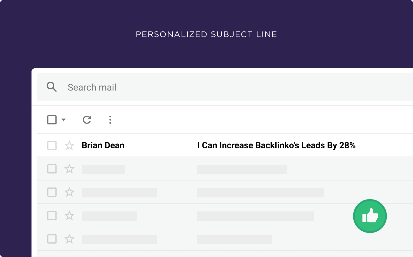 Personalized subject line Personalized subject line