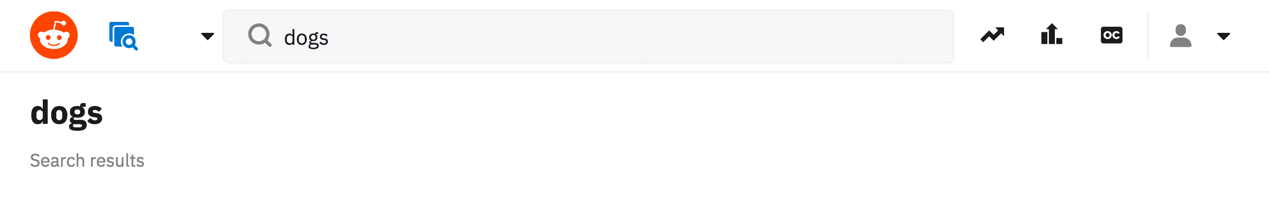 Reddit search – "dogs"