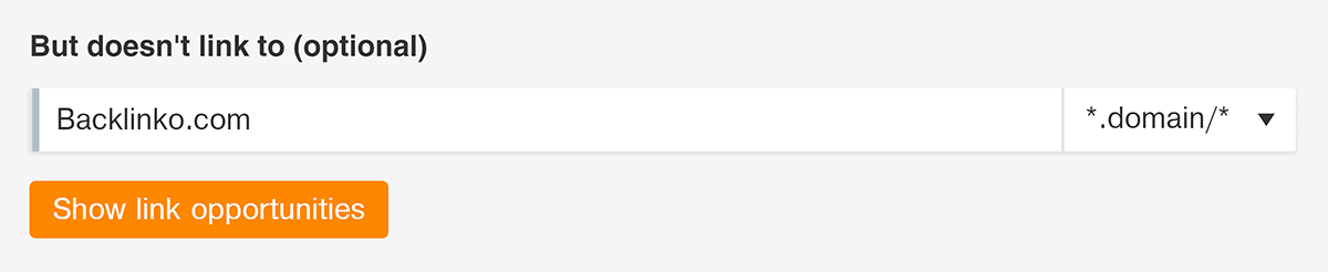 Ahrefs – Link intersect “Doesn’t link to homescreen” section Ahrefs – Link intersect "Doesn't link to homescreen" section