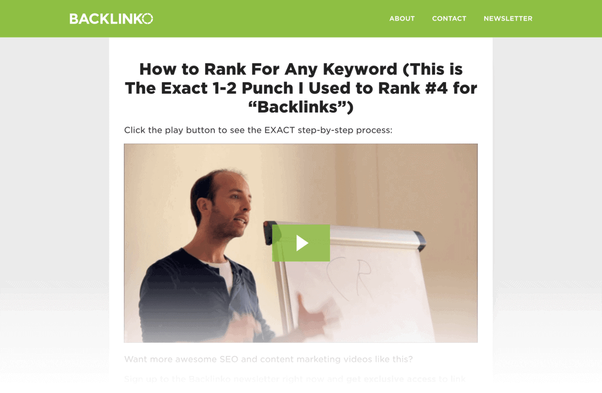 A Backlinko squeeze page offering a step-by-step case study that they can’t find anywhere else