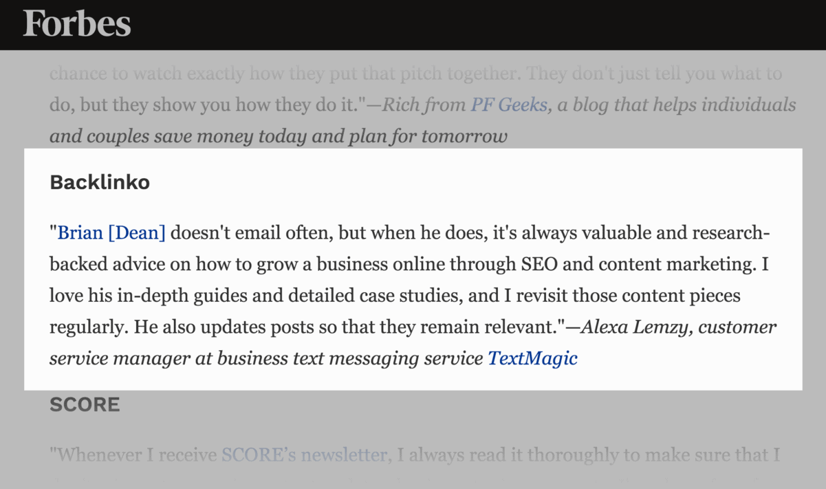 Forbes feature on Backlinko