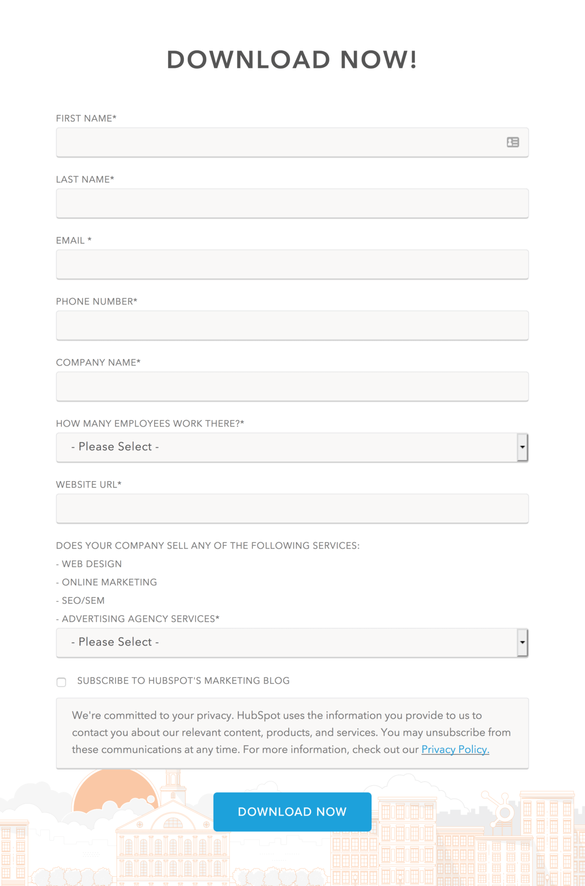 HubSpot&#039;s form asking for lots of info