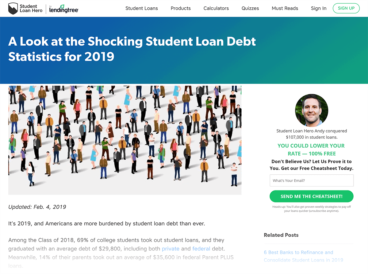 Student Loan Debt Statistics page Student Loan Debt Statistics page