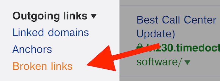Ahrefs – Outgoing links – Broken links menu Ahrefs – Outgoing links – Broken links menu