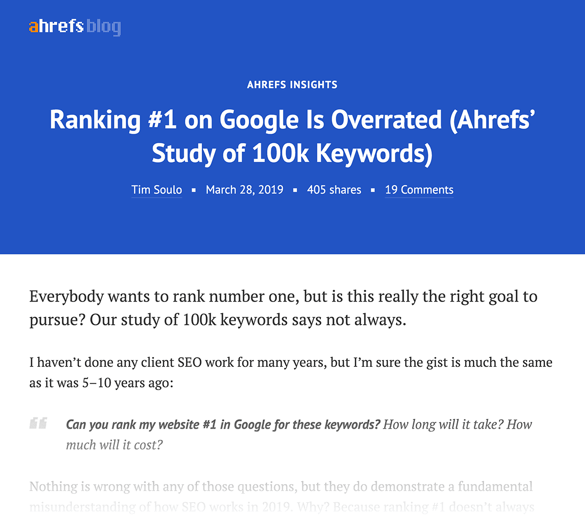 Ahrefs – Etude de mots-clés