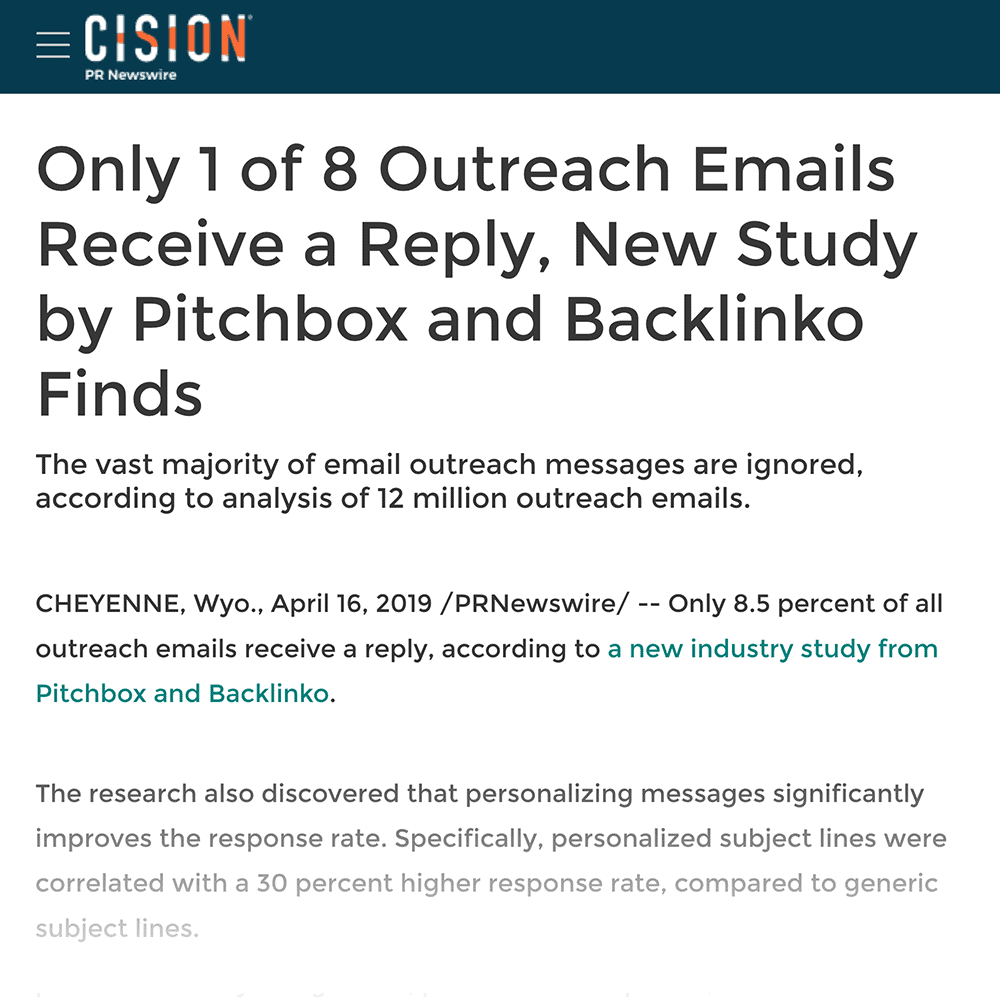 Backlinko press release example