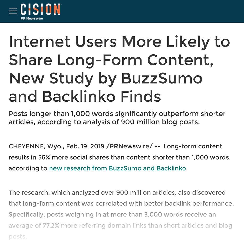 BuzzSumo Backlinko press release