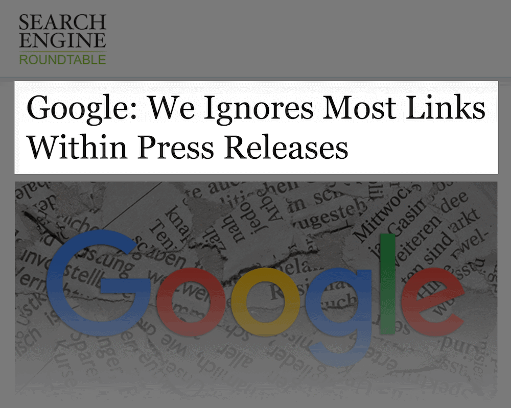 Google ignores links in press release