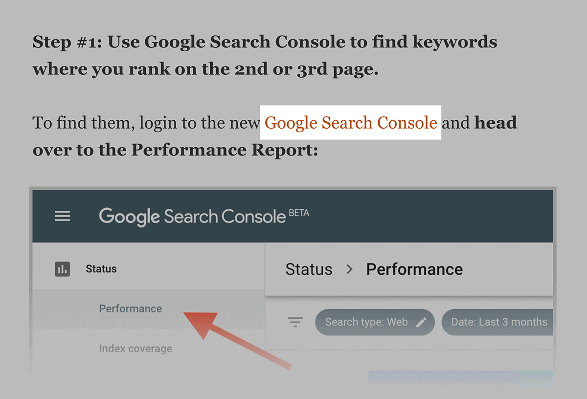 Google Search Console – Lien interne