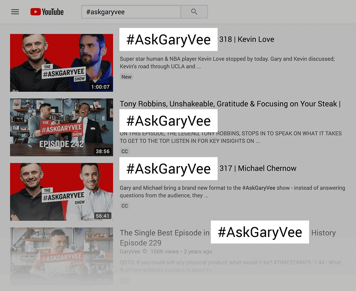 Easy to find videos that use a hashtag