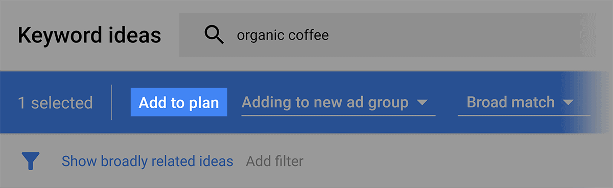 Google Keyword Planner – Add to plan
