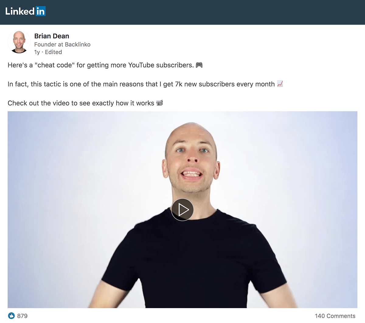 Backlinko – Native video on LinkedIn