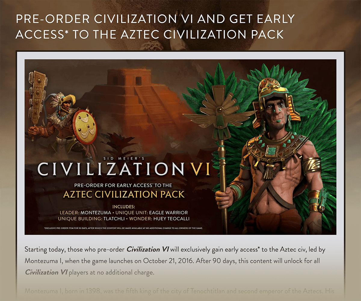 Civilization VI – Pre-order bonuses